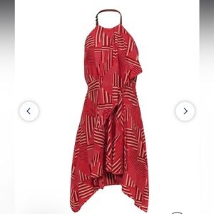 Cynthia Steffe red halter neck silk flow dress size 8